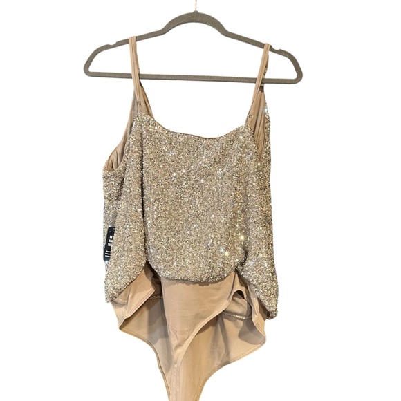 Express women’s silver sequin bodysuit size XL glam date night sexy … - Picture 2 of 4